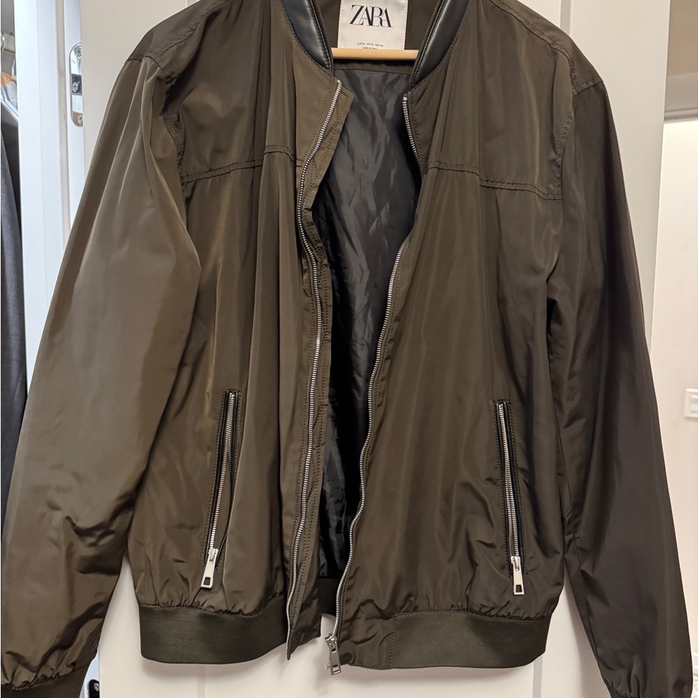 Zara Men's Olive Bomber Jacket Coat XL - Picture 3 of 4